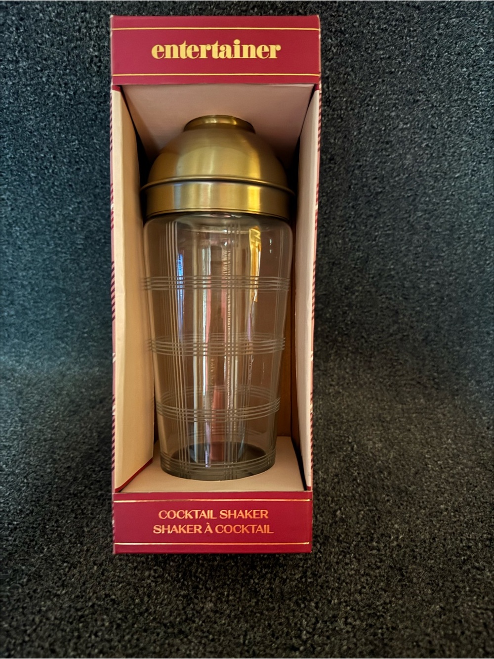 New Entertainer Glass Cocktail Shaker- Gold Cap-Mid-Century Modern Style Barware